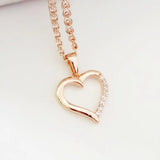 Heart Shape Rose Necklace Pendant 585 Jewelry Gift