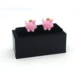 Piggy Bank Cuff Links Pink Pig Brass Material Men's Novelty Cufflinks