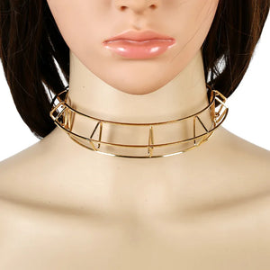 Punk Silver Geometric Choker Necklaces for Women