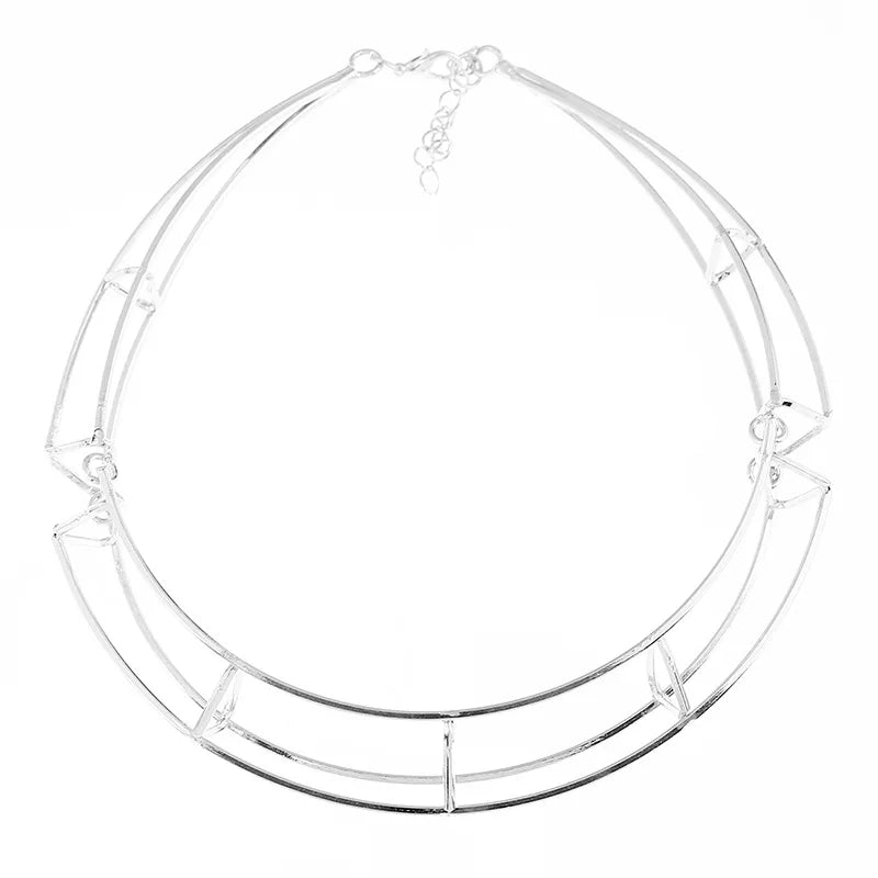 Punk Silver Geometric Choker Necklaces for Women