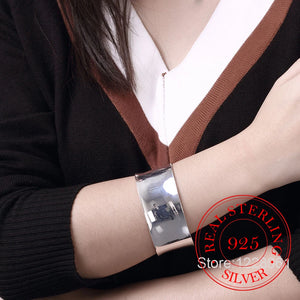 Pure 925 Sterling Silver Bangle Bracelet Women Open Bracelet Jewelry