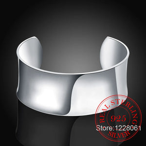 Pure 925 Sterling Silver Bangle Bracelet Women Open Bracelet Jewelry