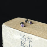 Purple Crystal Stud Earrings 925 Sterling Silver Ear Piercing Jewelry