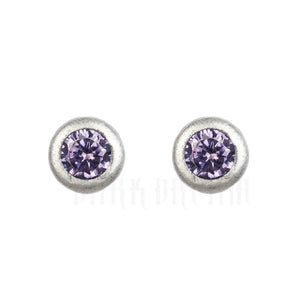 Purple Crystal Stud Earrings 925 Sterling Silver Ear Piercing Jewelry