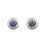 Purple Crystal Stud Earrings 925 Sterling Silver Ear Piercing Jewelry