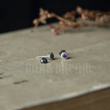 Purple Crystal Stud Earrings 925 Sterling Silver Ear Piercing Jewelry