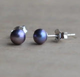 Real Pearl Earring Peacock 5MM Freshwater Pearl Silver Stud Earring