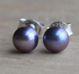 Real Pearl Earring Peacock 5MM Freshwater Pearl Silver Stud Earring