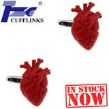 Arrival Red Paint Heart Cufflink Cuff Link 2 Pairs