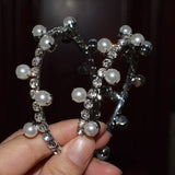 Rhinestone Pearls Mixed Hoop Earrings - Women's Jewelry