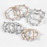 Rhinestone Pearls Mixed Hoop Earrings - Women's Jewelry