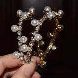 Rhinestone Pearls Mixed Hoop Earrings - Women's Jewelry