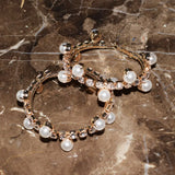 Rhinestone Pearls Mixed Hoop Earrings - Women's Jewelry