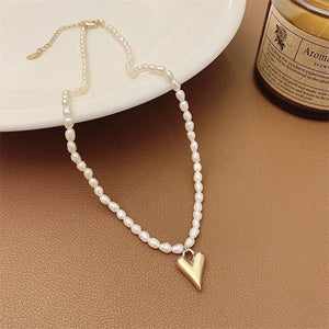 Romantic Love Heart Pearl Pendant Necklace for Wedding