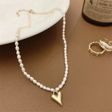 Romantic Love Heart Pearl Pendant Necklace for Wedding