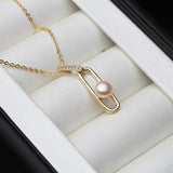 S925 Silver Pearl Necklace Clip Pendant Chain Fine Jewelry Women Gift