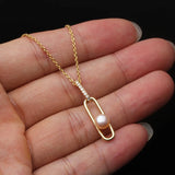 S925 Silver Pearl Necklace Clip Pendant Chain Fine Jewelry Women Gift