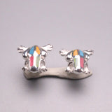 S925 Sterling Silver Frog Stud Earrings Luck Colorful Shell 15x12mm
