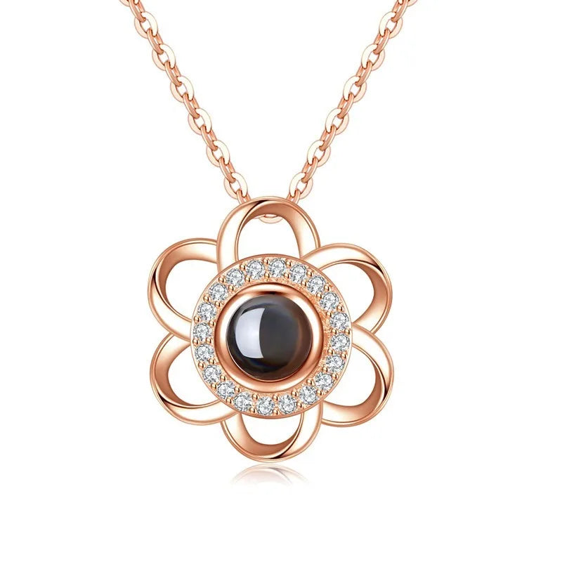 S925 Sterling Silver Love Memory 100 Languages I Love You Plum Pendant