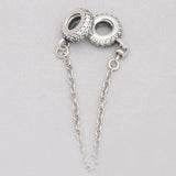 925 Silver Safety Chain Clear Zircon Bracelet