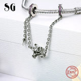 Safety Chain Silver Panda Beads for Charm Bracelets