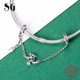 Safety Chain Silver Panda Beads for Charm Bracelets
