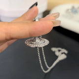 Saturn Rhinestone Planet Necklace for Women