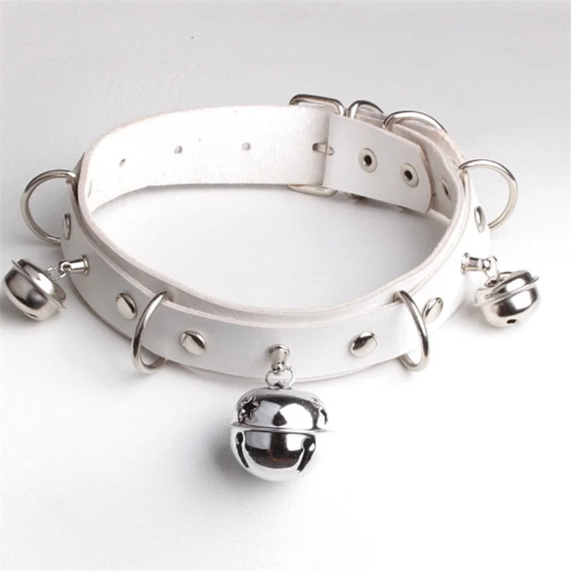 Sexy Girl Bell Pendant Necklace Women PU Leather Collar Jewelry
