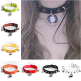 Sexy Girl Bell Pendant Necklace Women PU Leather Collar Jewelry
