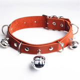 Sexy Girl Bell Pendant Necklace Women PU Leather Collar Jewelry