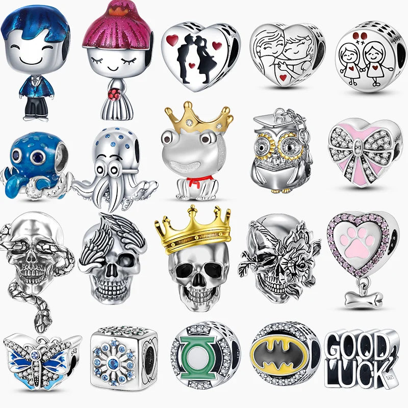 Silver Beads Boy & Girl Couple Charms for Bracelet