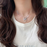 Silver Oval Devil Eyes Necklace High Zirconia Jewelry