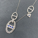 Silver Oval Devil Eyes Necklace High Zirconia Jewelry