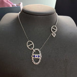Silver Oval Devil Eyes Necklace High Zirconia Jewelry