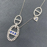 Silver Oval Devil Eyes Necklace High Zirconia Jewelry