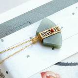 Silver Plated Hetian Jade Fan-Shaped Ladies Necklace