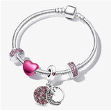 Silver Plated Charm Bracelet Crystal Beads DIY Animal Pet Jewelry