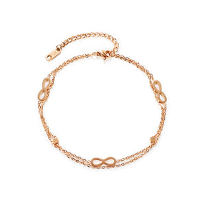 Double Chain Temperamental Anklets Stainless Steel Jewelry Gift
