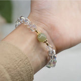 Geometric Natural Hetian Jade Crystal Bracelet for Women