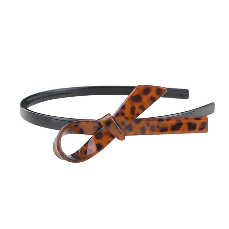 Leopard Print Headband With Teeth Bow Hair Headband For Women