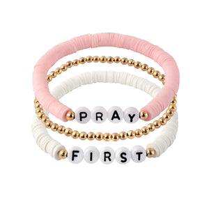 Soft Clay Charm Bracelets for Women Girls Letters Bracelet Set