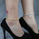 Arrival CZ Crystal Tennis Chain Anklets for Women - Silver