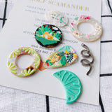 Spring Floral Resin Charms 20pcs - Circle Moon Oval Flower Pendants