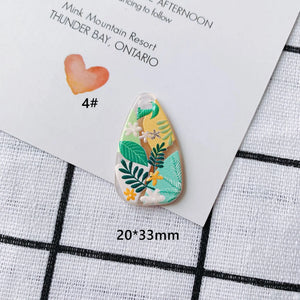 Spring Floral Resin Charms 20pcs - Circle Moon Oval Flower Pendants