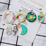 Spring Floral Resin Charms 20pcs - Circle Moon Oval Flower Pendants