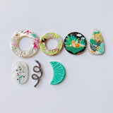 Spring Floral Resin Charms 20pcs - Circle Moon Oval Flower Pendants