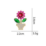 Spring Crystal Flower Brooch Red Green Rhinestone Pin Wedding Jewelry