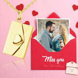 Stainless Steel Envelope Necklace w/ Love you Card Rosegold