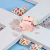 Stainless Steel Envelope Necklace w/ Love you Card Rosegold