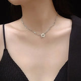 Stainless Steel Flower OT Buckle Choker Necklace